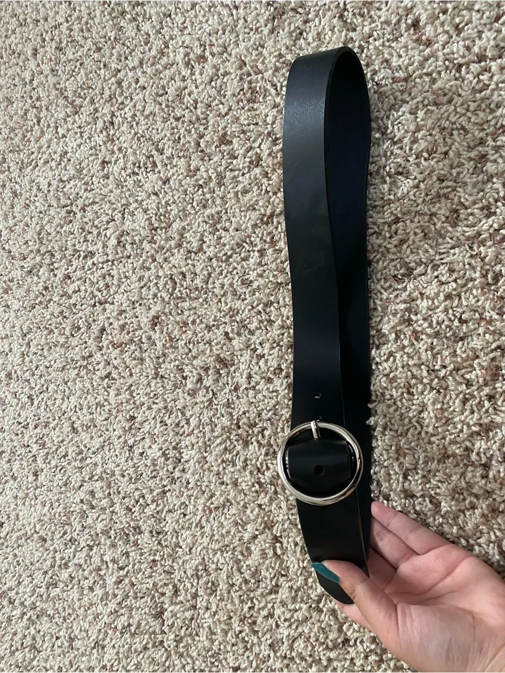 Target Black Women's Smooth Belt with Silver Round Buckle